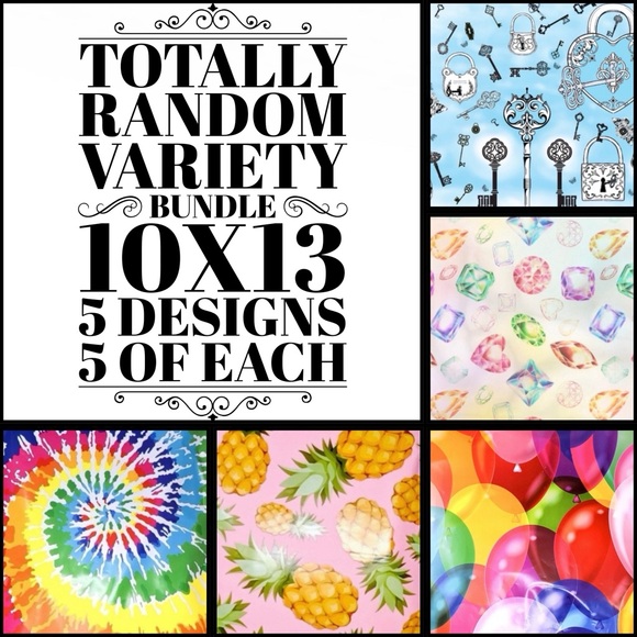25 10x13 Poly Mailers Totally Random Variety Bundle Keys, Gems, Tie-Dye,Balloons - Picture 1 of 6